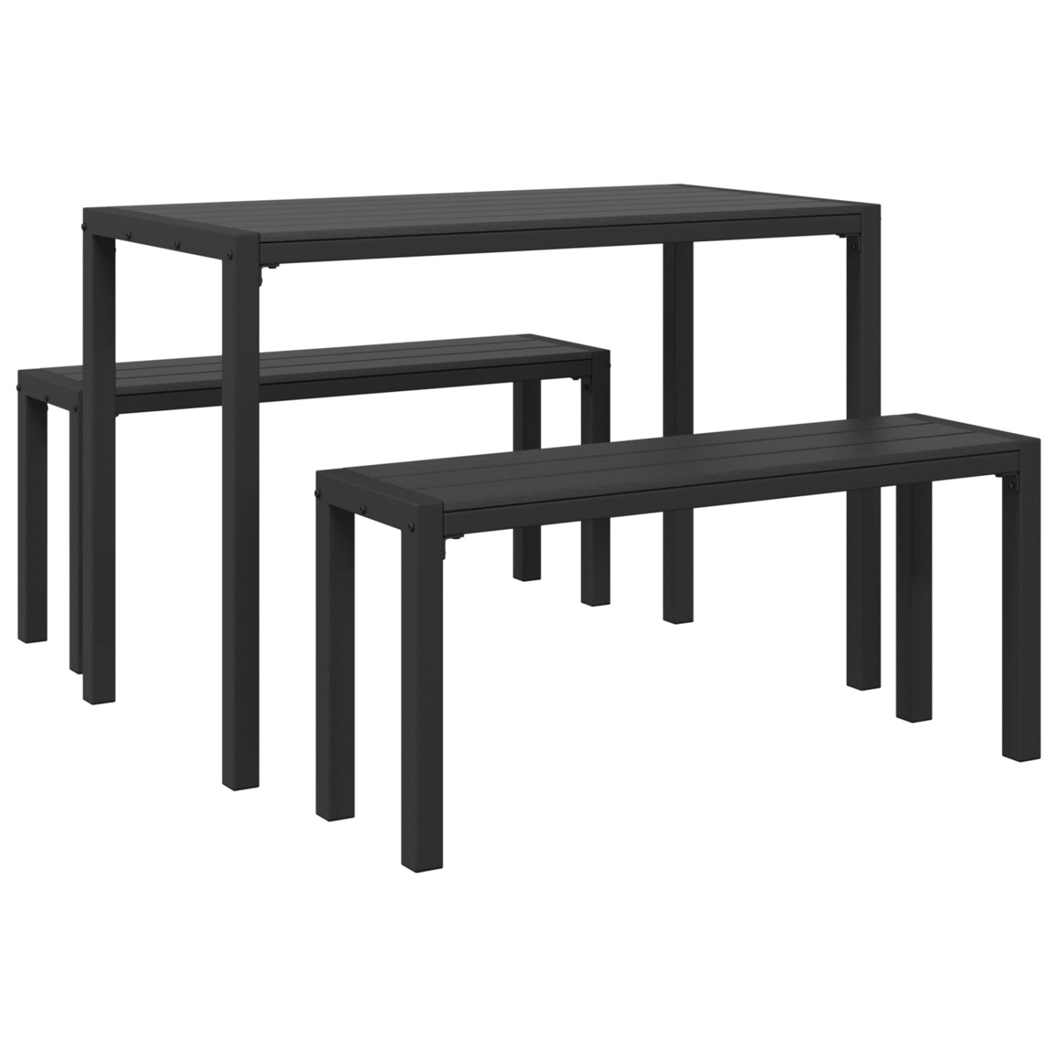 vidaXL 3-tlg Garten-Essgruppe Stahl und WPC Schwarz 42001769 günstig online kaufen