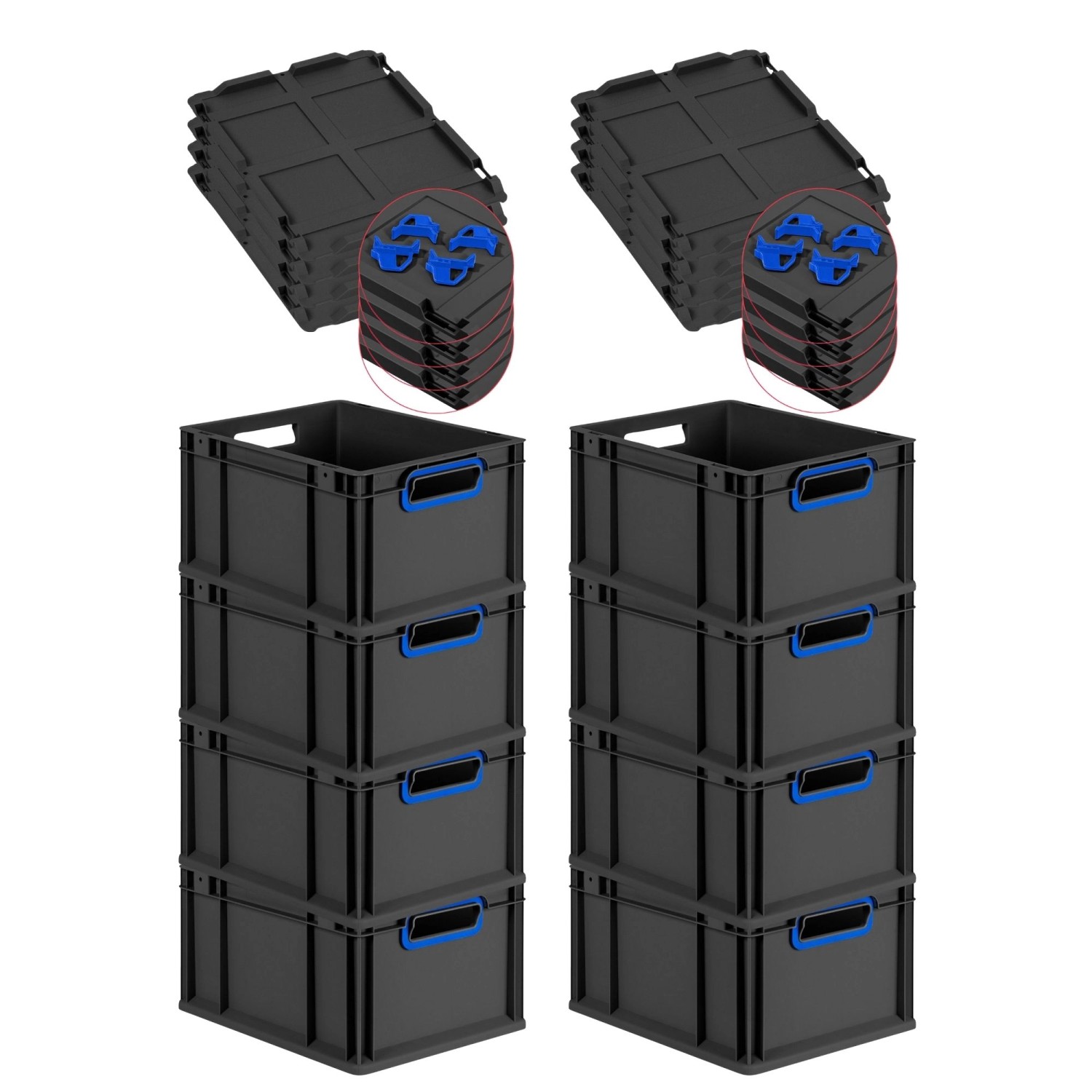 PROREGAL SuperSparSet 8x Eurobox Nextgen Color Mit Auflagedeckel HxBxT 22x3 günstig online kaufen