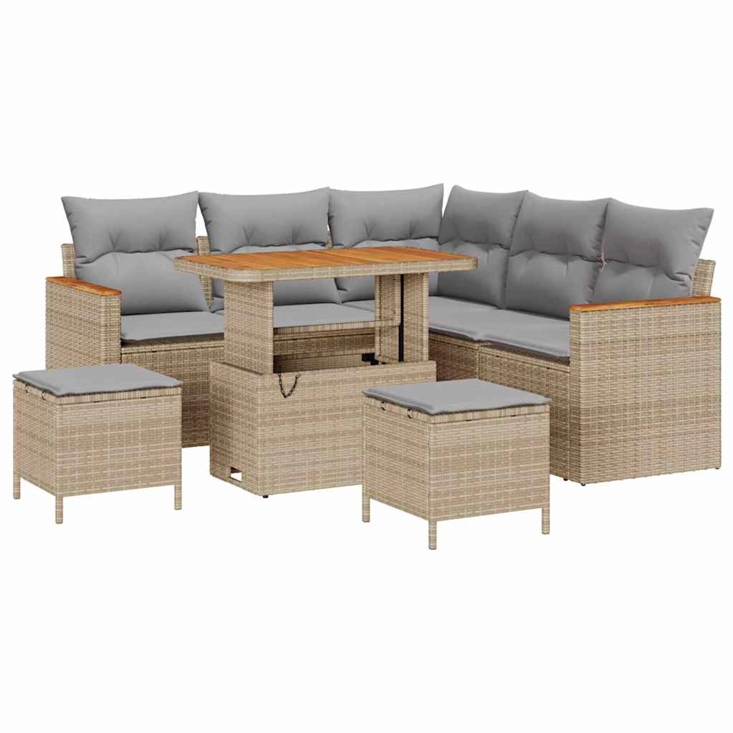 vidaXL 8-Teiliges Garten-Sofa-Set mit Kissen in Beige aus Poly Rattan und A günstig online kaufen