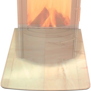 Hark Glasbodenplatte Klein mit Facettenschliff zum Schutz vor Funkenflug unter Kaminöfen.