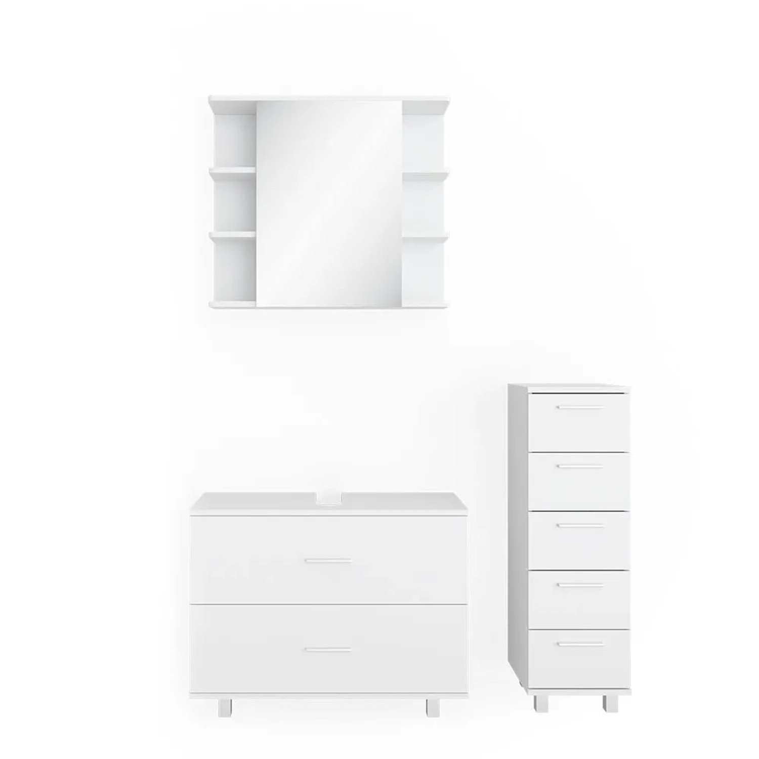 Vicco Badmöbel-Set Ilias Weiß 80 x 61 3-teilig