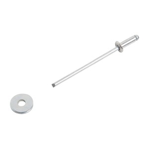 LUX Blindniete 3mm x 8mm mit Unterlegscheibe aus Stahl und Aluminium.