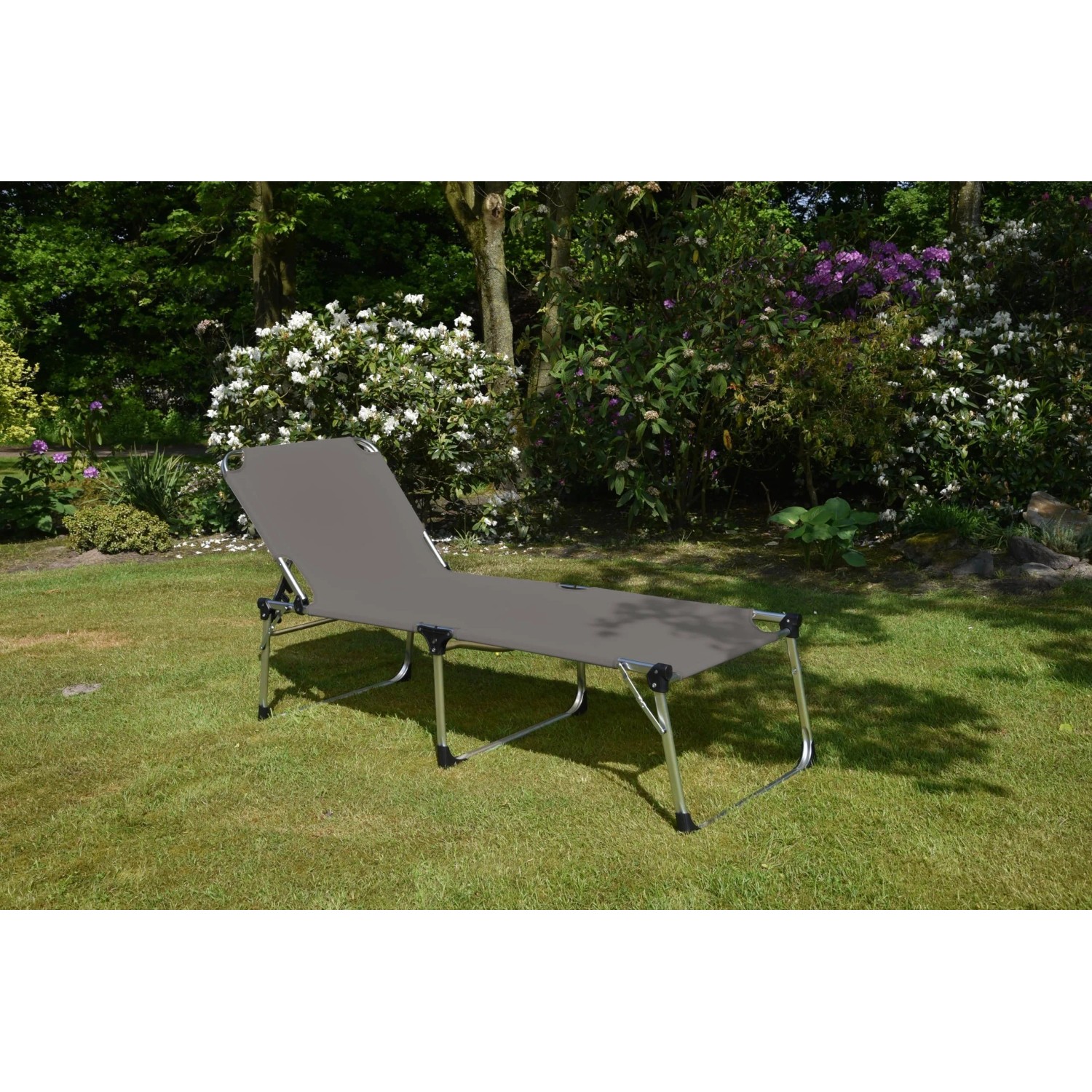 DELUKE Sonnenliege NIMES Verstellbar Anthrazit Kunststoff XXL Gartenliege mit Dach Relaxliege Wetterfest_2