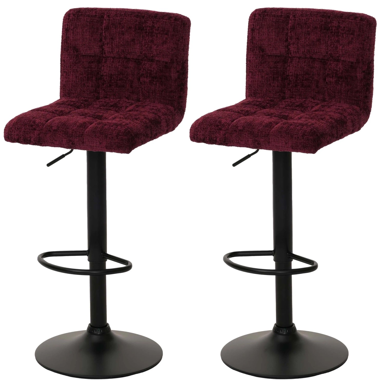MCW Barhocker G87 2er-Set Bordeaux Stoff Chenille