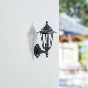 Lindby Wandleuchte Außen Nane 9949031 Spritzwassergeschützt Retro Vintage Antik in Schwarz 1-flammig E27