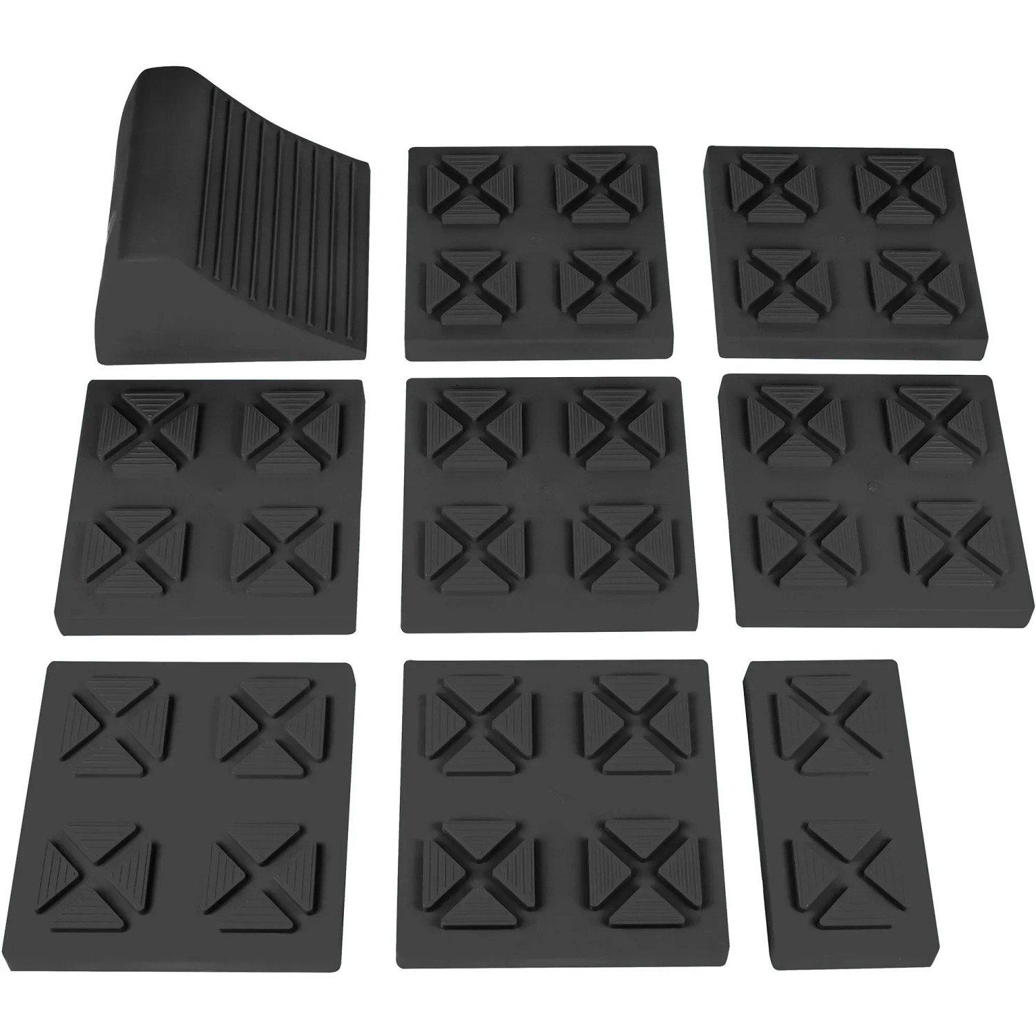 Calima Ausgleichskeil Set, 10-teilig, für Autoanhänger und Wohnwagen. Inkl. Reifenstopper und Aufbewahrungstasche.