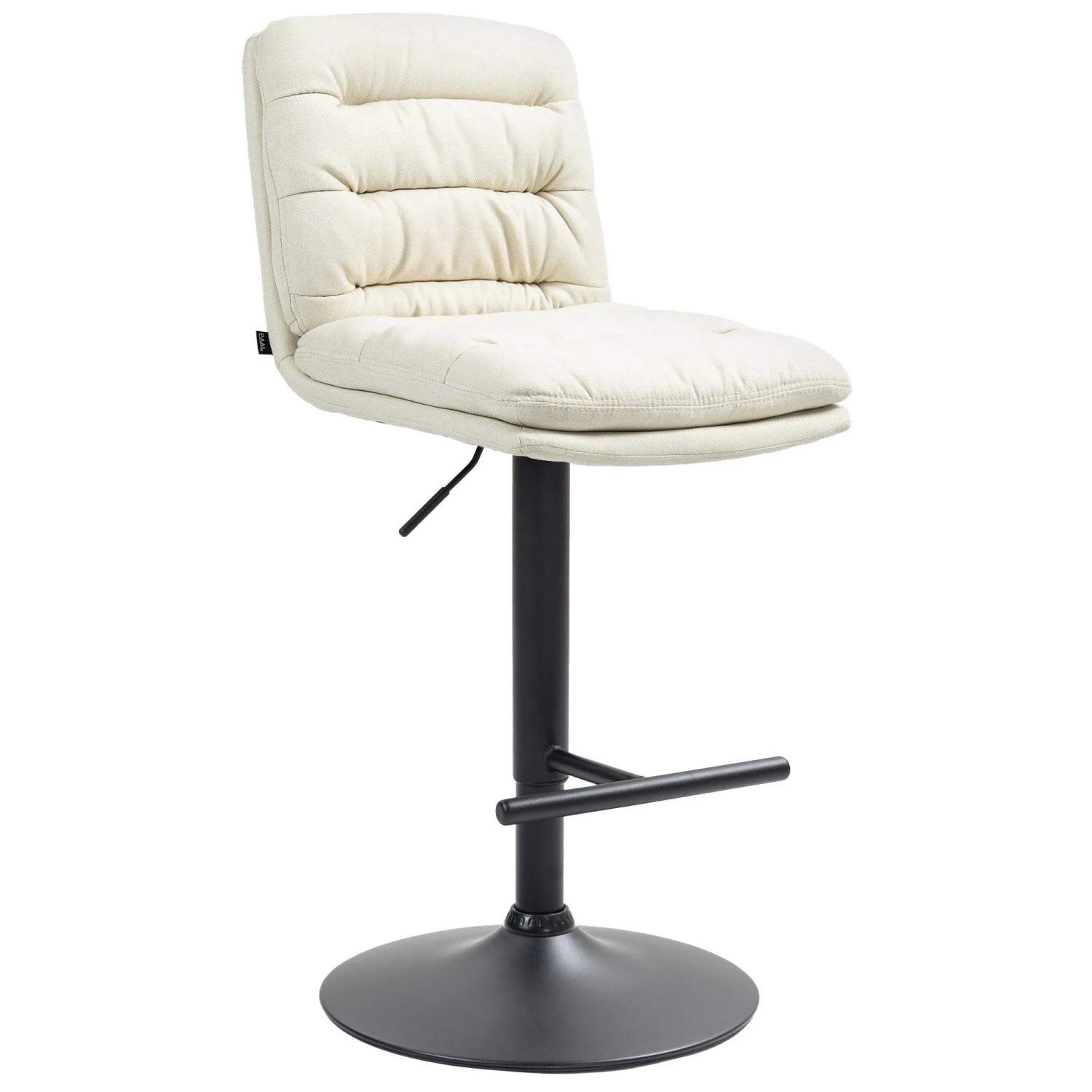 DELUKE Barhocker TURIN Creme Stoff Schwarz Barstuhl Mit Lehne Tresenhocker Tresenstuhl