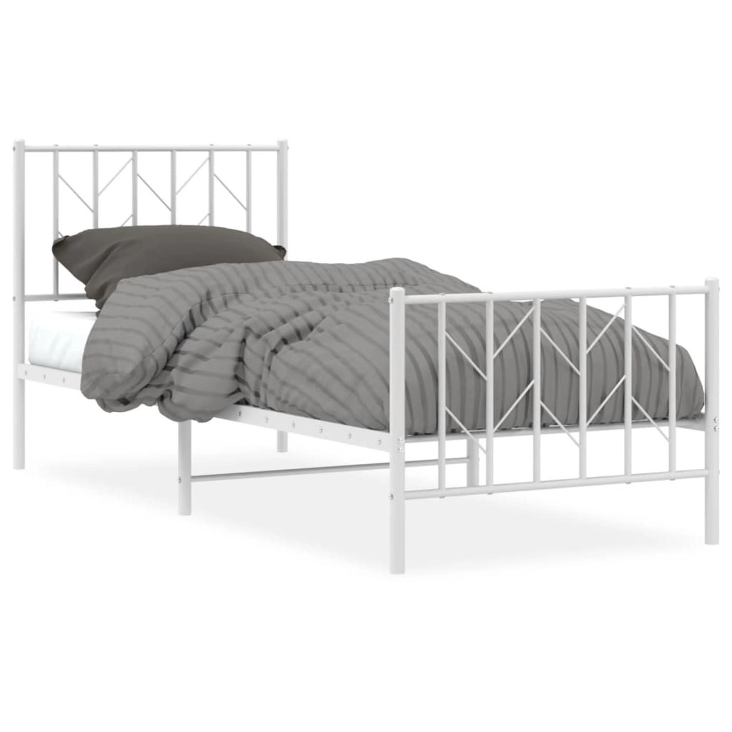 vidaXL Bettgestell mit Kopf- und Fußteil Metall Weiß 80x200 cm 374495 günstig online kaufen
