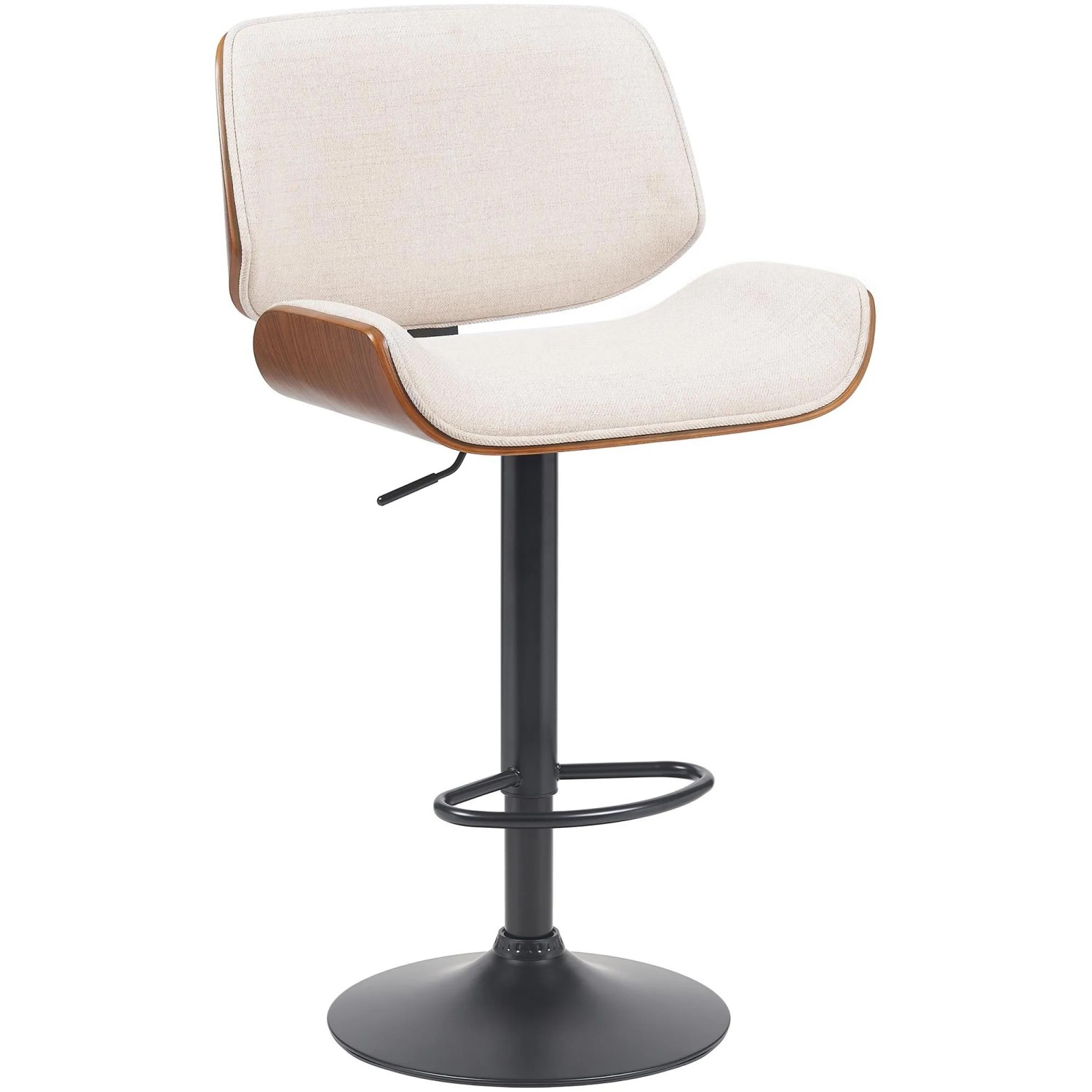 DELUKE Barhocker LOTUN Stoff Walnuss/creme 55x51x93cm Barstuhl Höhenverstellbar Mit Lehne Drehbar Tresenhocker Tresenstu...