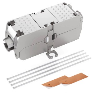 hb-digital Netzwerkkabel Verbinder CAT 6a, werkzeuglose Patchkabelkupplung in Silber mit Zubehör.