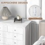 Weiße HOMCOM Kommode mit Kippschutz für zusätzliche Stabilität. Detailansicht des Befestigungsbands.