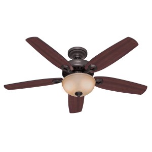 Deckenventilator Hunter Fans Builder Deluxe, 132 cm, Bronze, mit Leuchte und Zugbändern.