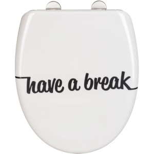 Wenko WC-Sitz have a break, weiß-schwarz mit Absenkautomatik. WC Sitz aus Duroplast.