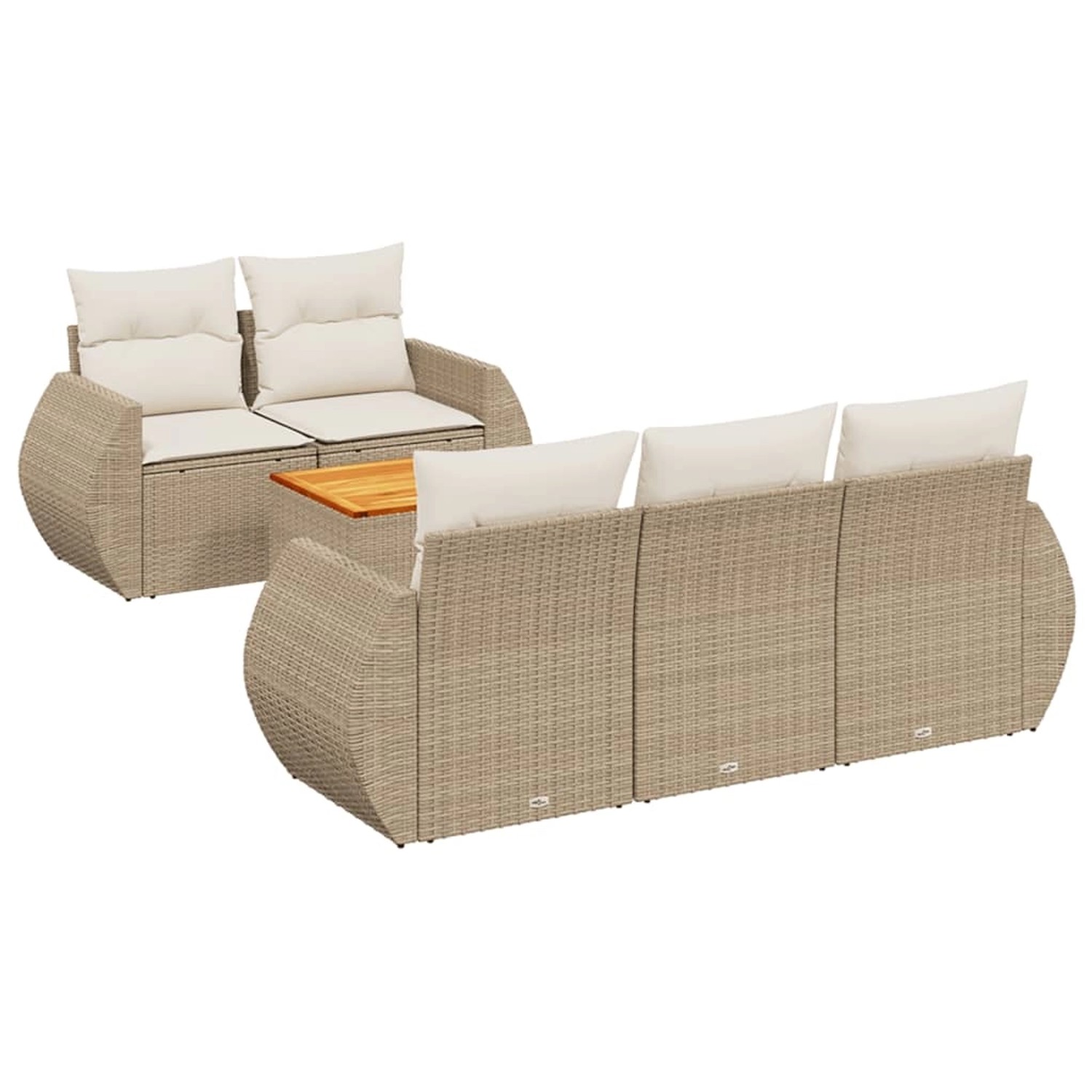 vidaXL 6-Tlg Garten-Sofagarnitur mit Kissen Beige Poly Rattan 3257220 günstig online kaufen