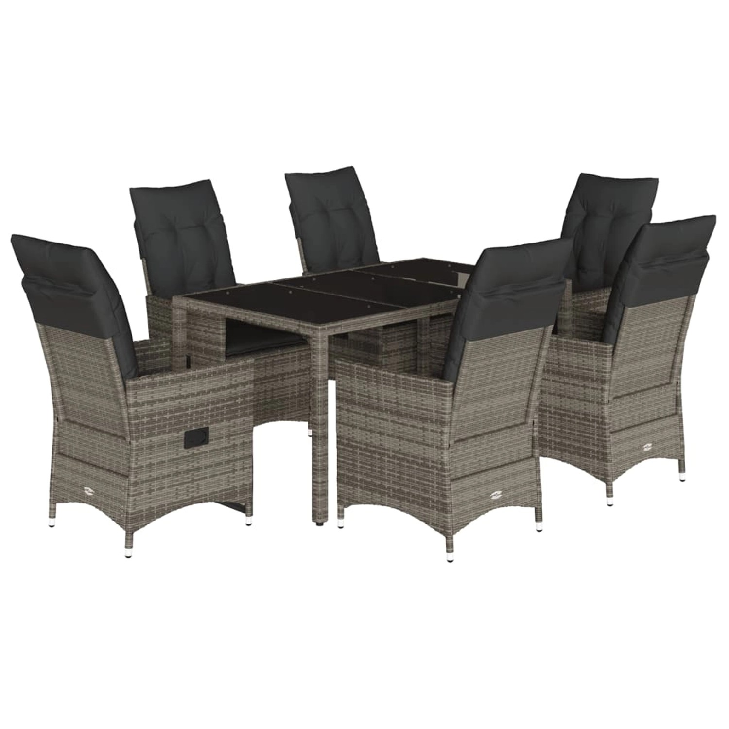 vidaXL 7-Tlg Garten-Essgruppe mit Kissen Grau Poly Rattan 3276740 günstig online kaufen