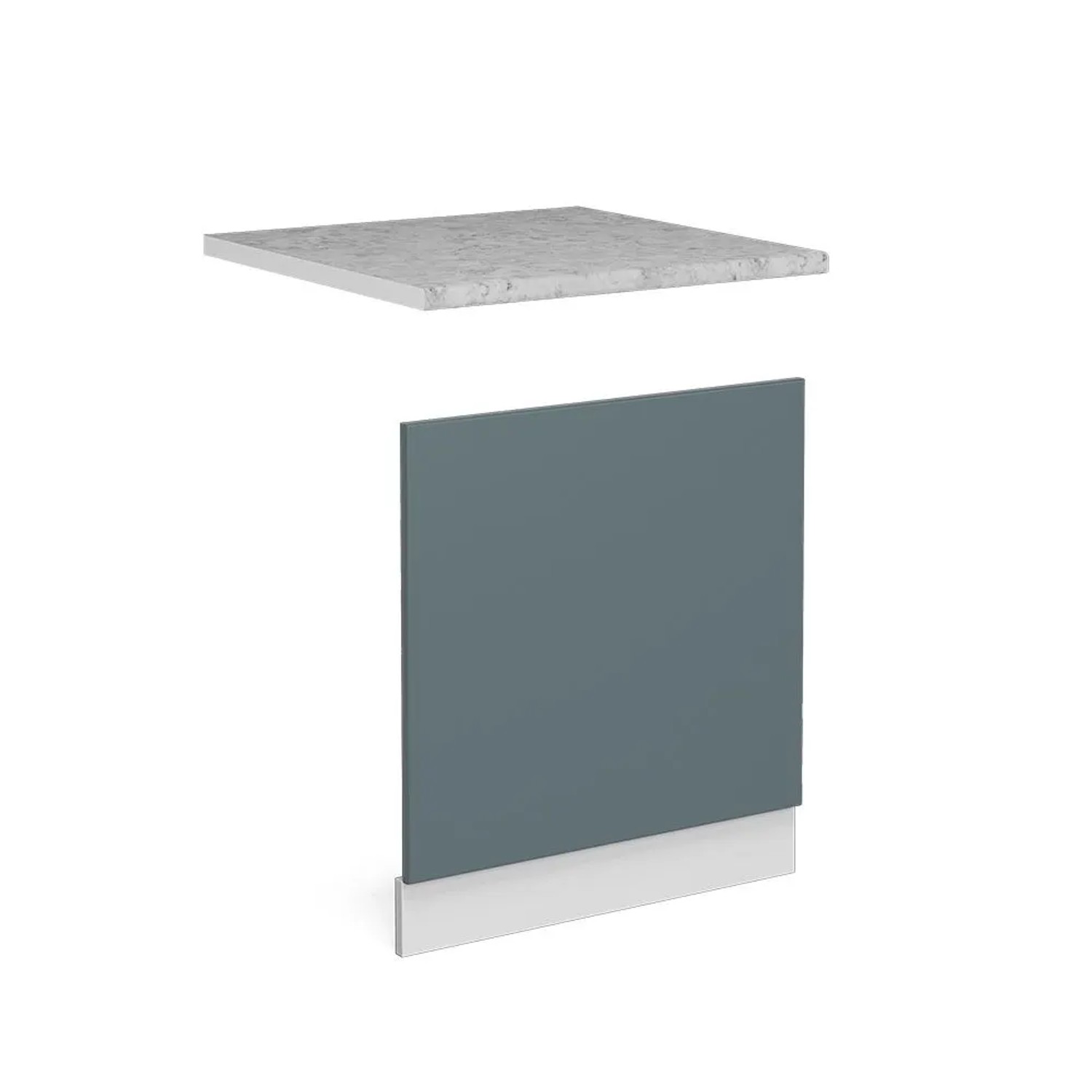 Vicco Frontblende R-Line Geschirrspüler Fronttür Blau-Grau Weiß 60 cm AP Marmor