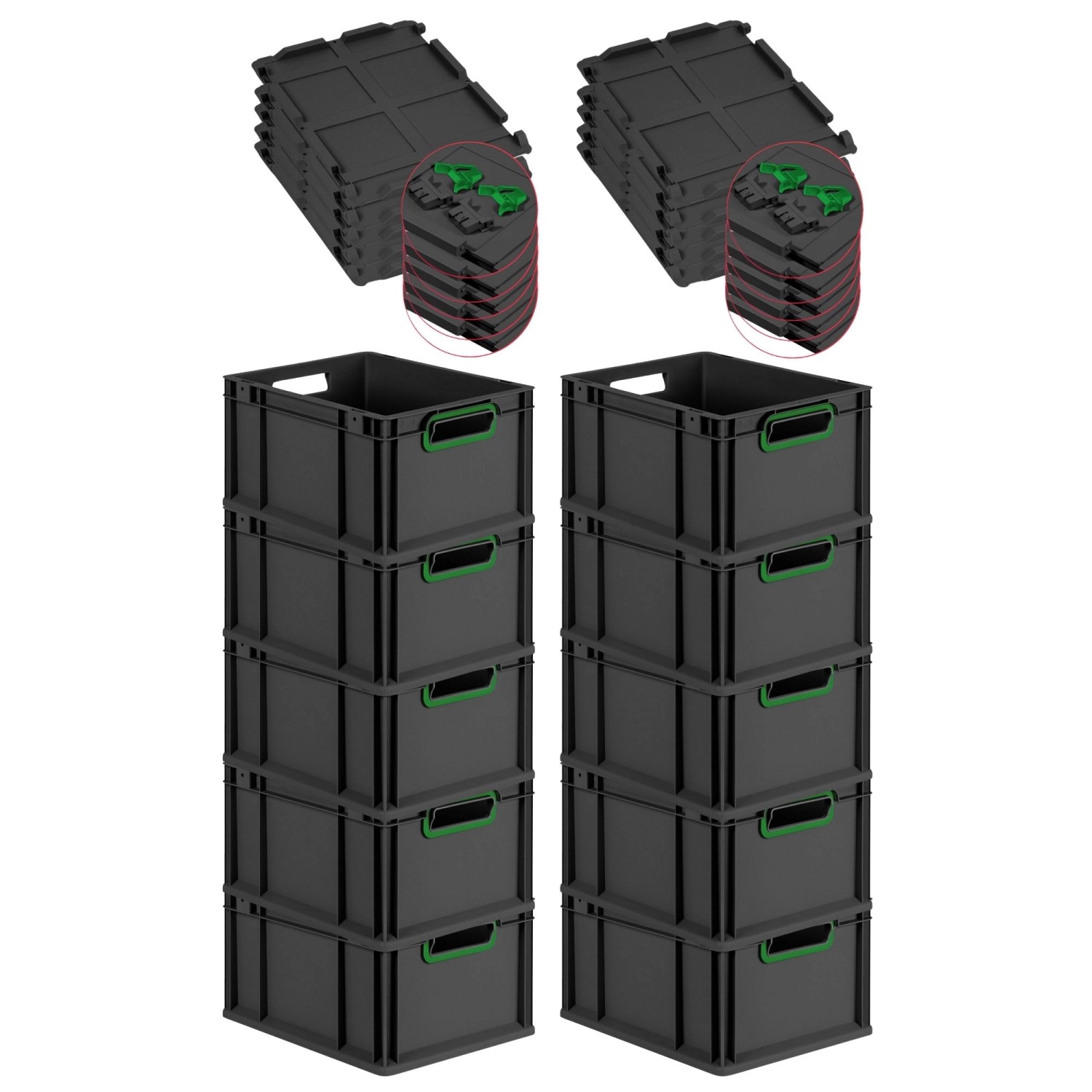 PROREGAL SuperSparSet 10x Eurobox Nextgen Color Mit Scharnierdeckel HxBxT 2 günstig online kaufen