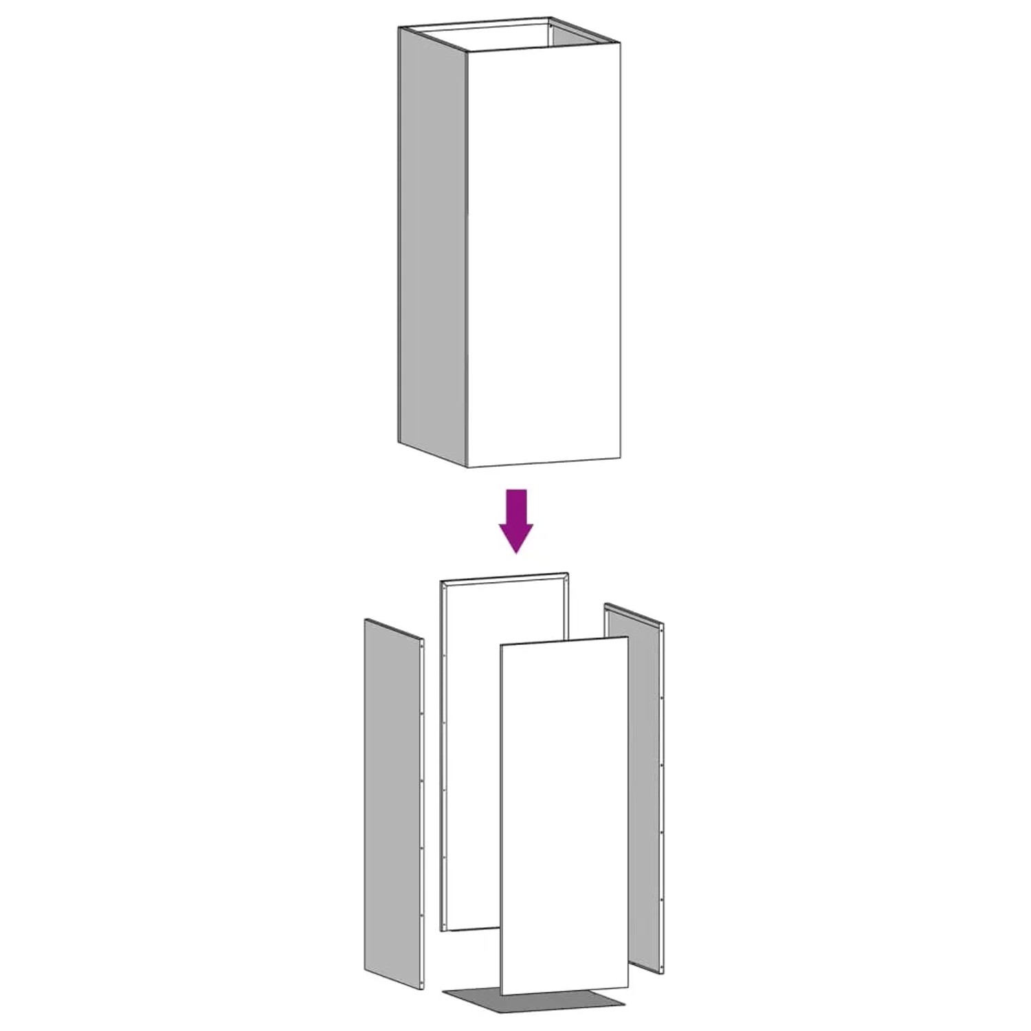 Aufbau des vidaXL Pflanzkübels. Einzelne Seitenwände formen den hohen, rechteckigen Blumenkasten.