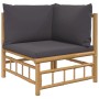 vidaXL Ecksofa aus Bambus mit dunkelgrauen Kissen, Teil des 6-tlg. Garten-Lounge-Sets.