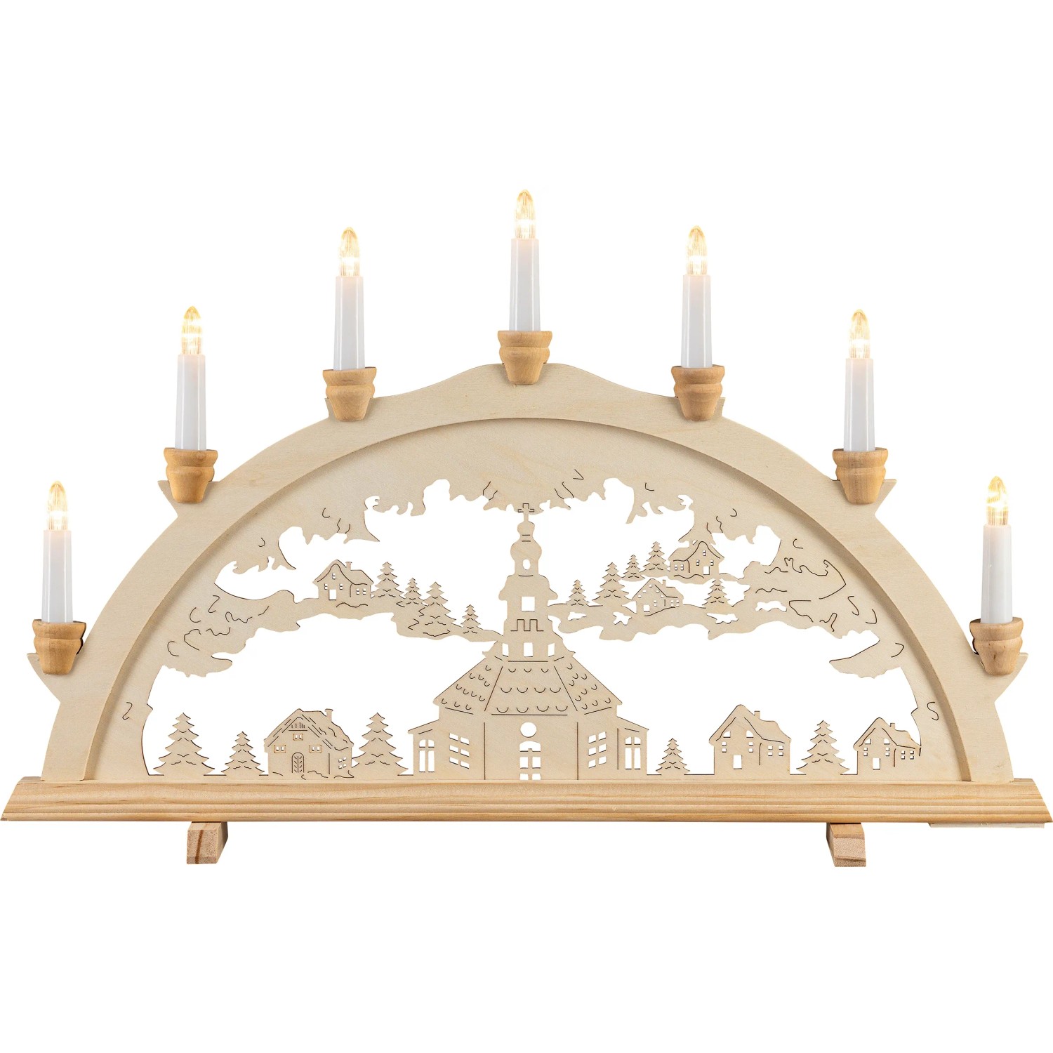 HGD Lichterbogen Seiffener Kirche 7-flammig ca. 58 cm x 4 cm x 37 cm