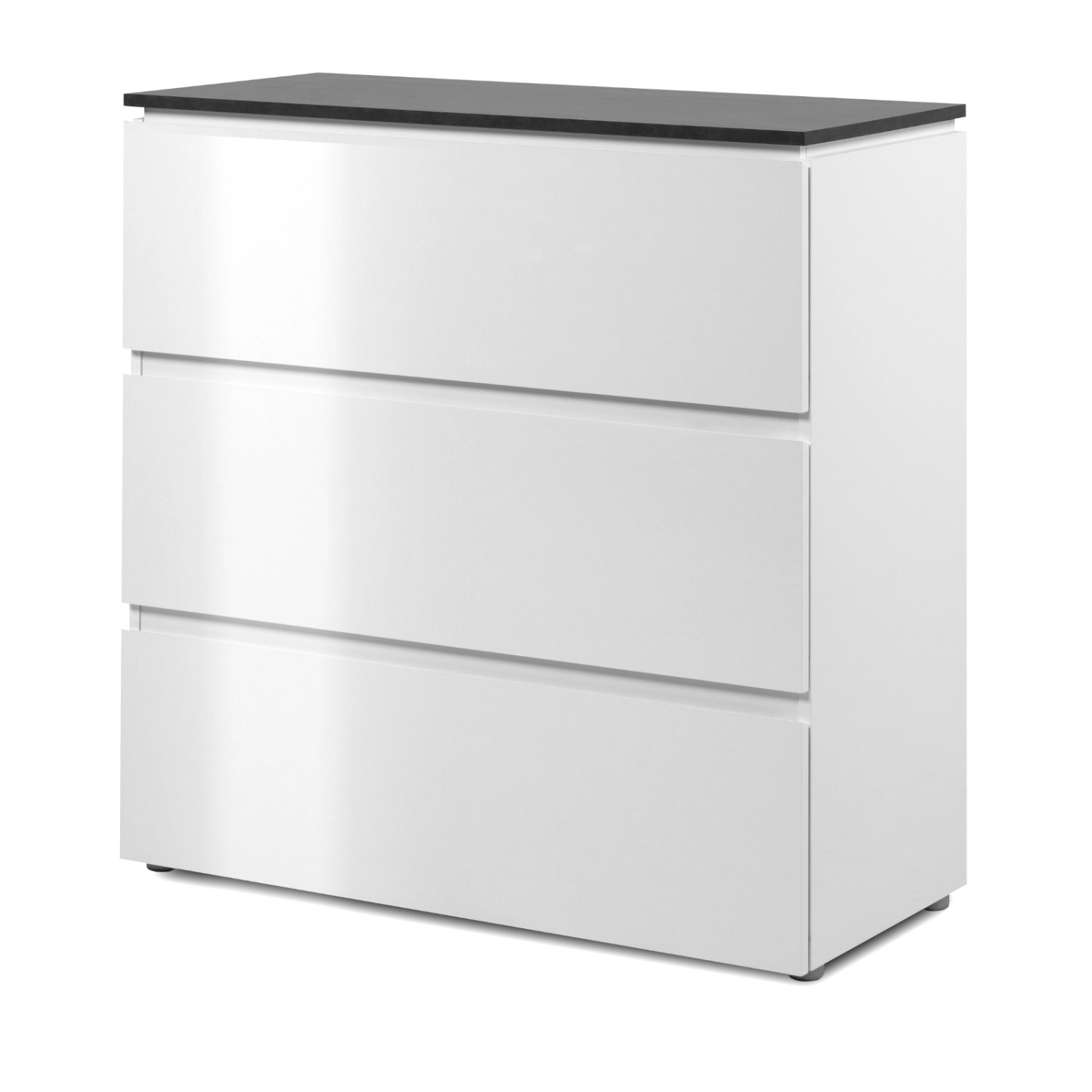 Furn.Design Kommode Weiß Seidenglanz Grau 89 x 92 cm 3 Schubkästen Briec günstig online kaufen