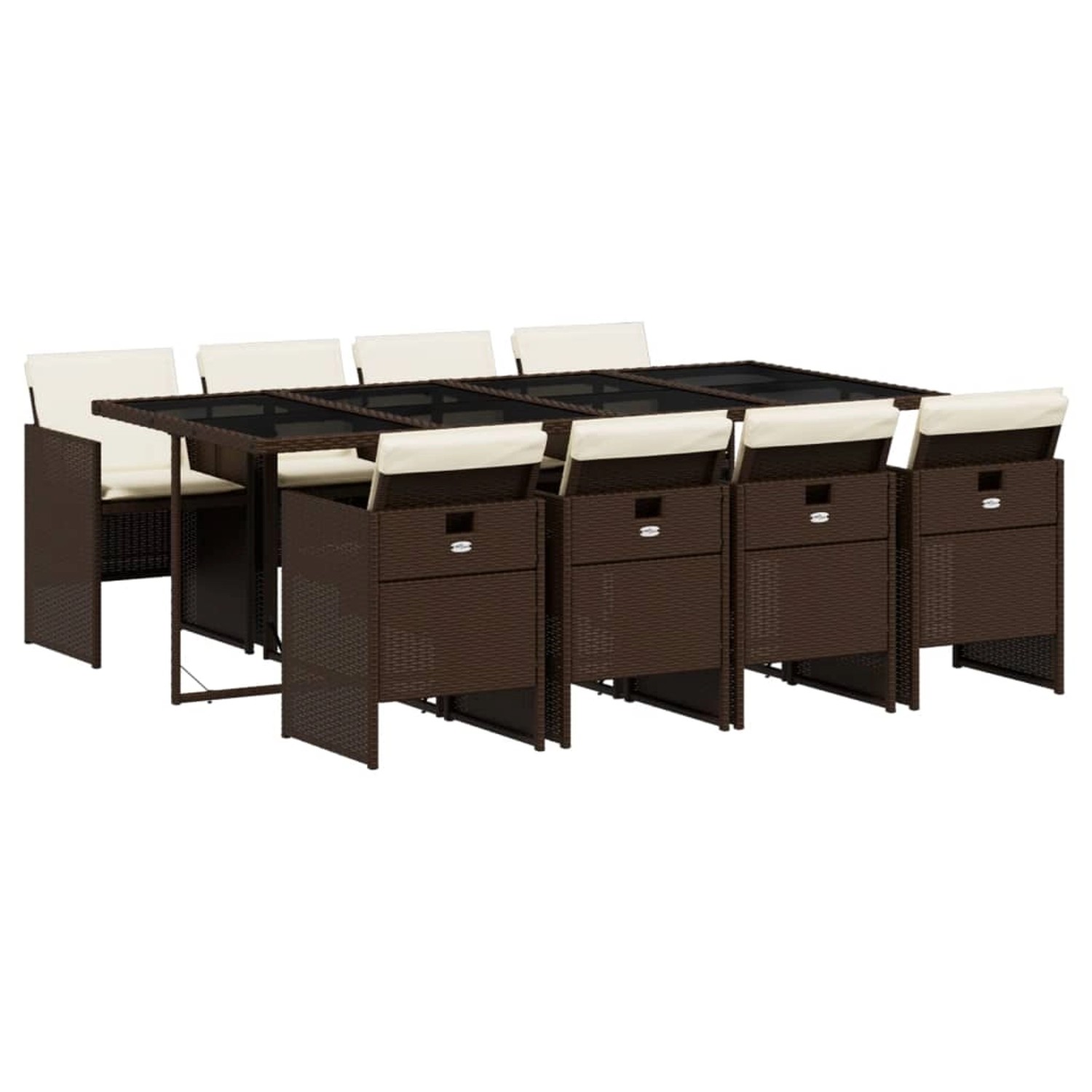 vidaXL 9-Tlg Garten-Essgruppe mit Kissen Braun Poly Rattan 3210561 günstig online kaufen