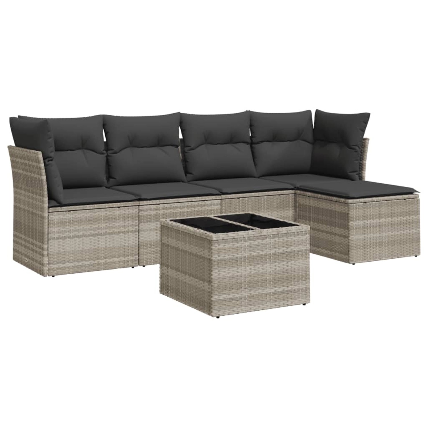vidaXL 6-Tlg Garten-Sofagarnitur mit Kissen Hellgrau Poly Rattan 3249411 günstig online kaufen