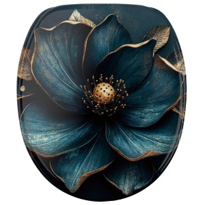 SANILO WC-Sitz Bellezza mit Absenkautomatik, Holz, blau-goldenes Blumenmuster.