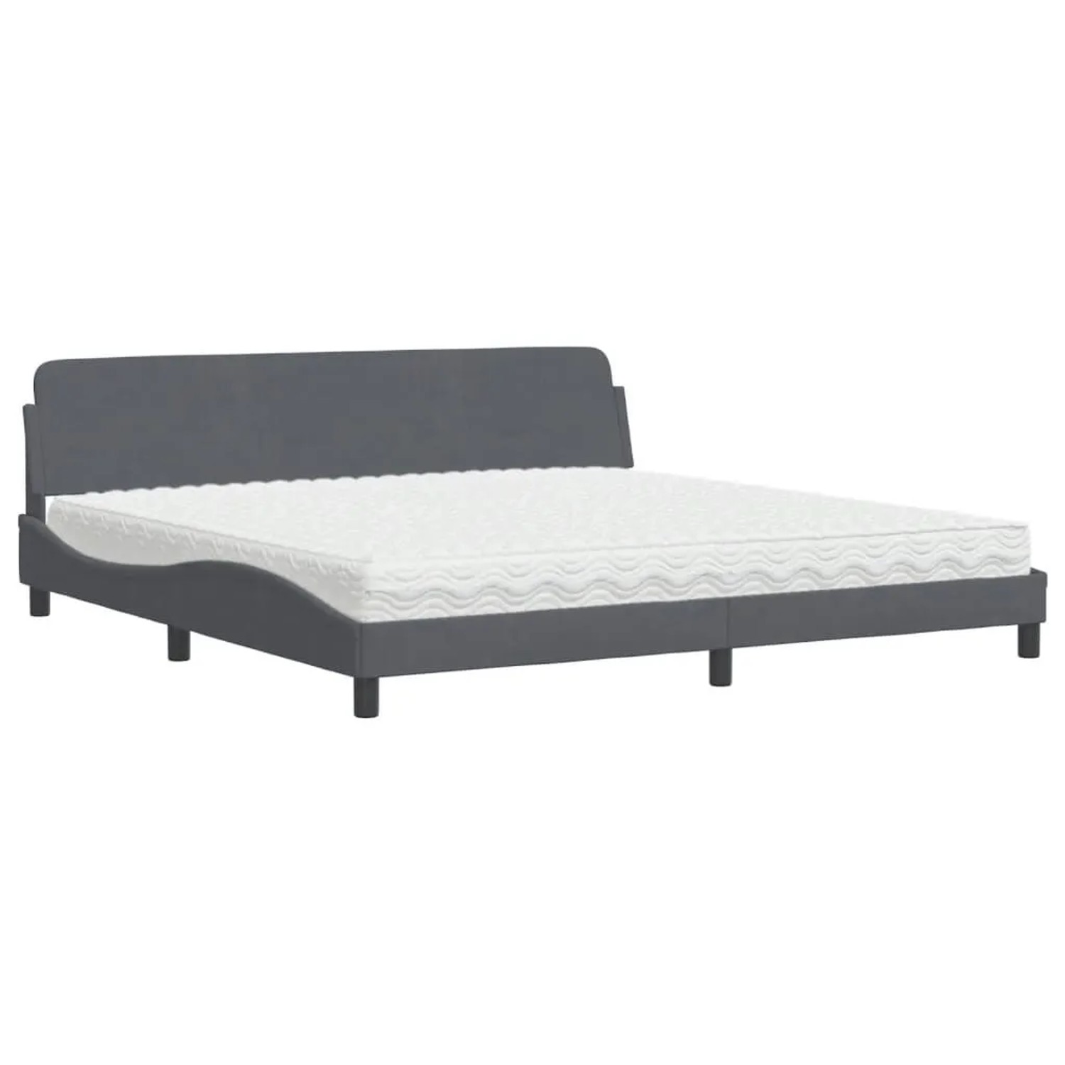 vidaXL Bett mit Matratze Dover Dunkelgrau 200x200 cm Samt 3208472