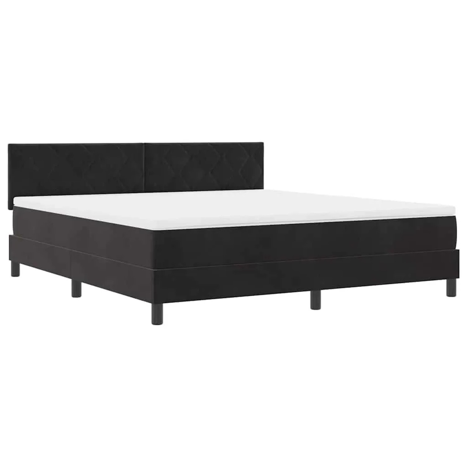vidaXL LED Boxspringbett mit Matratze Schwarz 180 x 200 cm Samt 3342736