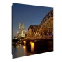 Schwarzer Schlüsselkasten mit Glasfront, Motiv Köln, 50 Haken, magnetisch und beschreibbar.