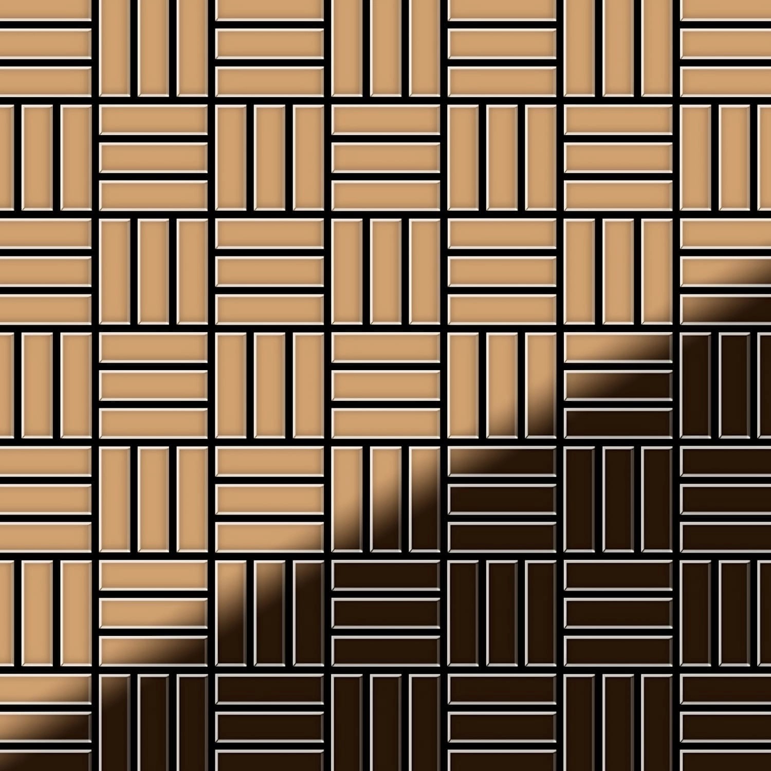 ALLOY Mosaik Fliese Massiv Metall Titan Hochglanz Kupfer 1,6mm Basketweave- günstig online kaufen