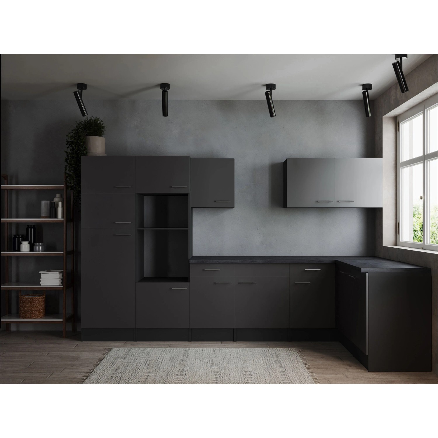 Respekta Winkelküche Oliver 340 cm Grau ohne E-Geräte