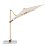 Doppler Ampelschirm Alu Wood 300x220 cm, naturfarbener, rechteckiger Sonnenschirm mit Kurbelmechanik.