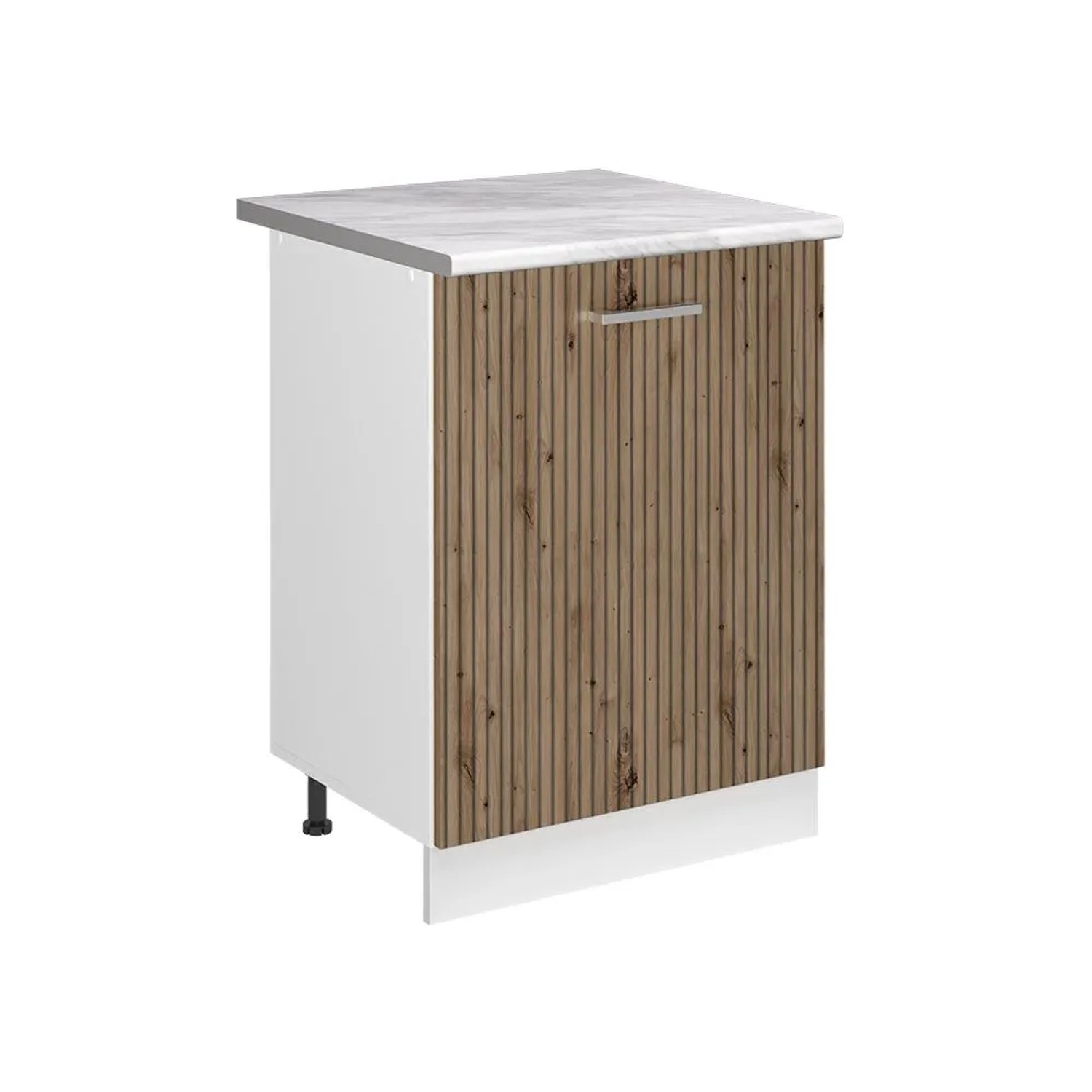 Vicco Küchenunterschrank R-Line Artisan-Eiche/Weiß 60 x 82 mit 1 Tür Arbeitsplatte Marmor Art Nr 72089