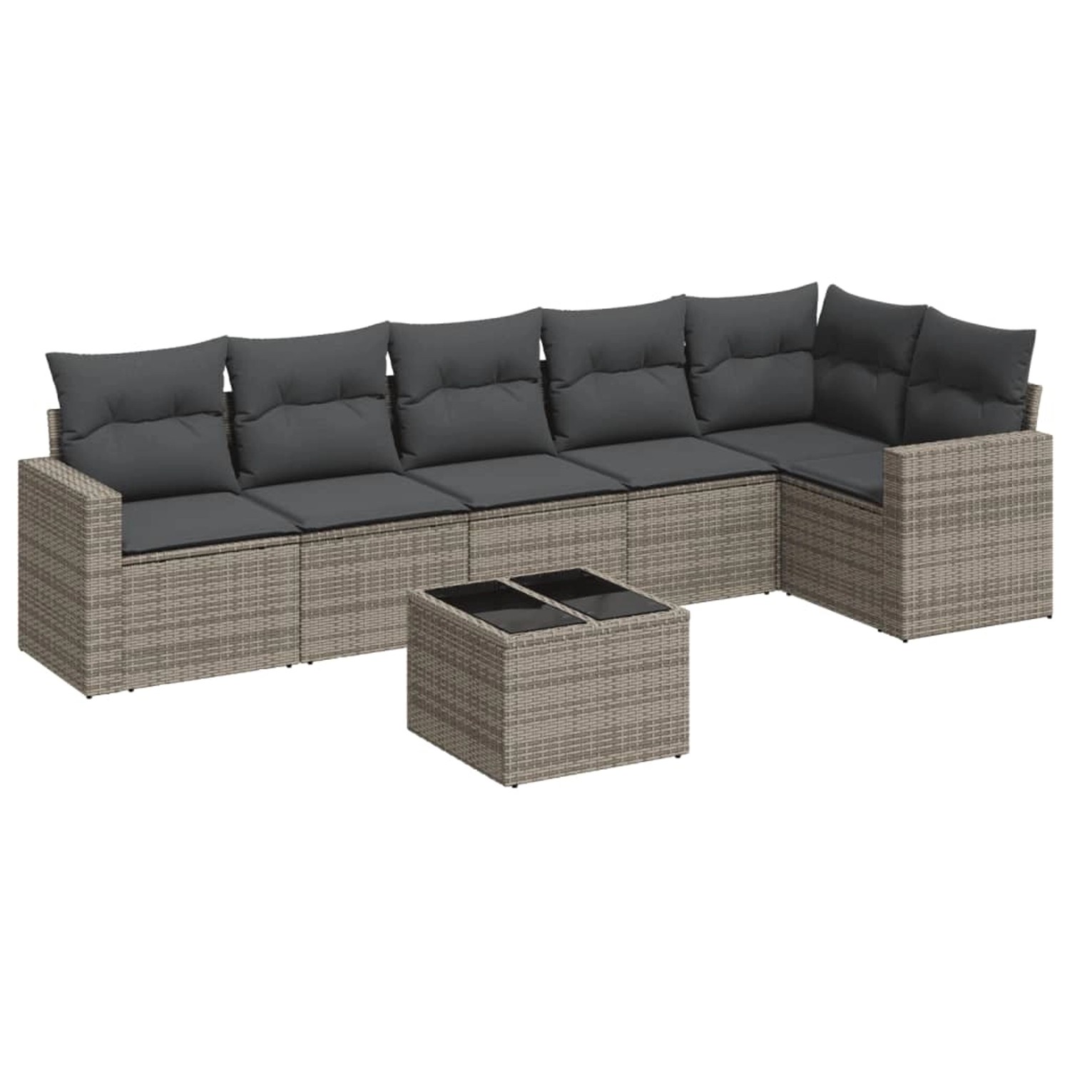 vidaXL 7-tlg Garten-Sofagarnitur mit Kissen Grau Poly Rattan Modell 24 günstig online kaufen