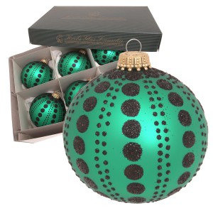 Krebs Glas Lauscha Weihnachtskugeln Dot Christmas Grün 8cm