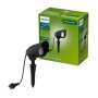 Schwarze Philips Cylr LED-Gartenstrahler Erdspießleuchte mit Stecker und Verpackung.