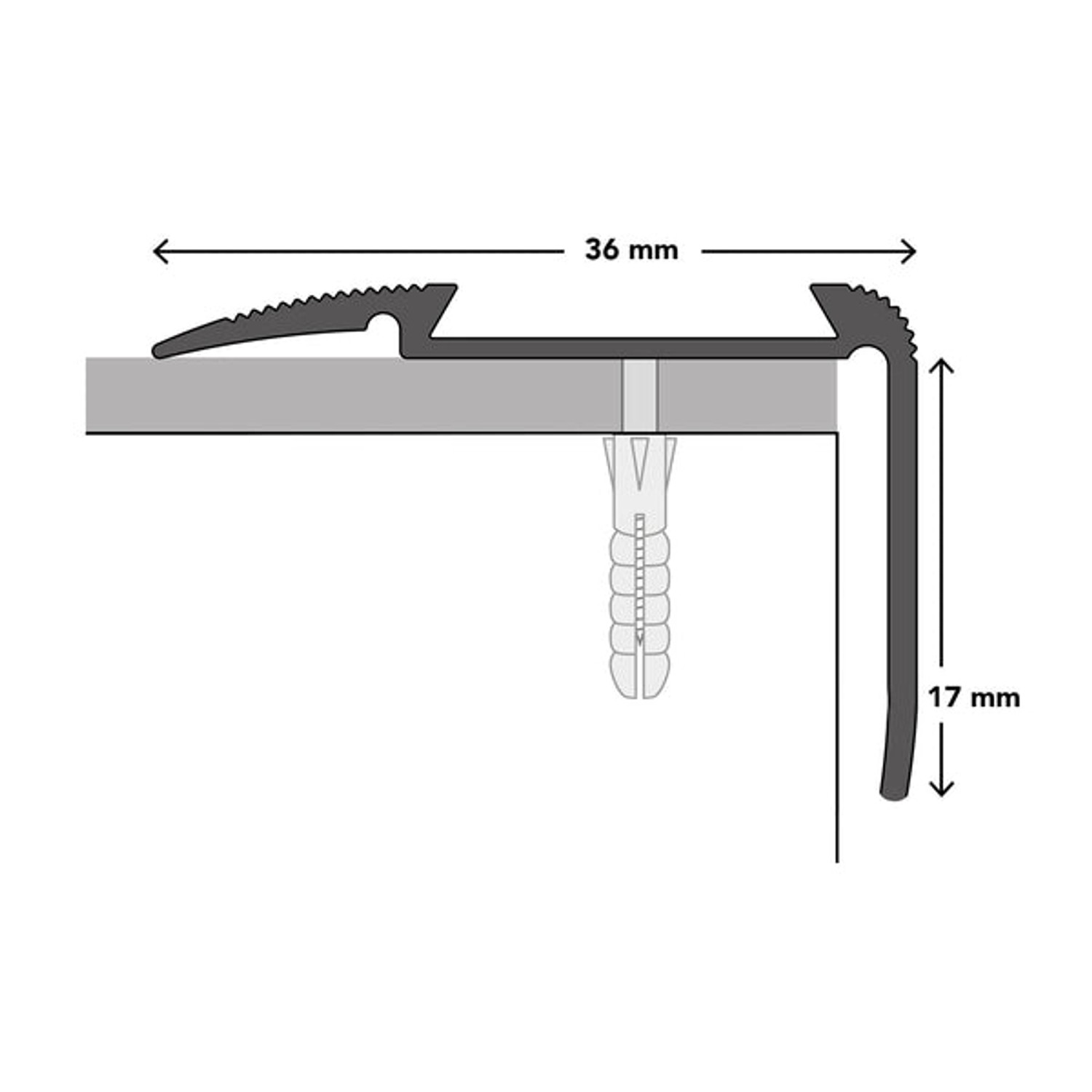 KARAT Stufenkantenprofil Glory L-Form, Bronze hell, 36x17x1000mm, selbstklebend, für Treppenkanten.