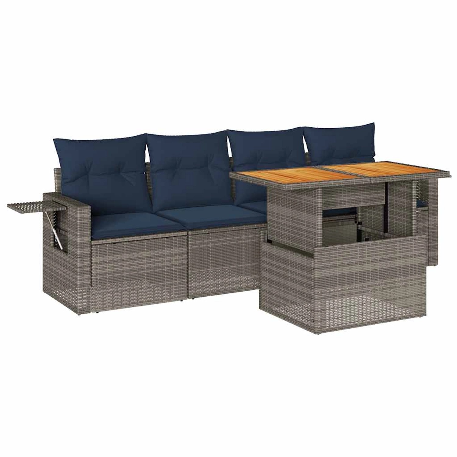 vidaXL 5-Tlg Garten-Sofagarnitur mit Kissen Grau Poly Rattan 3327099 günstig online kaufen