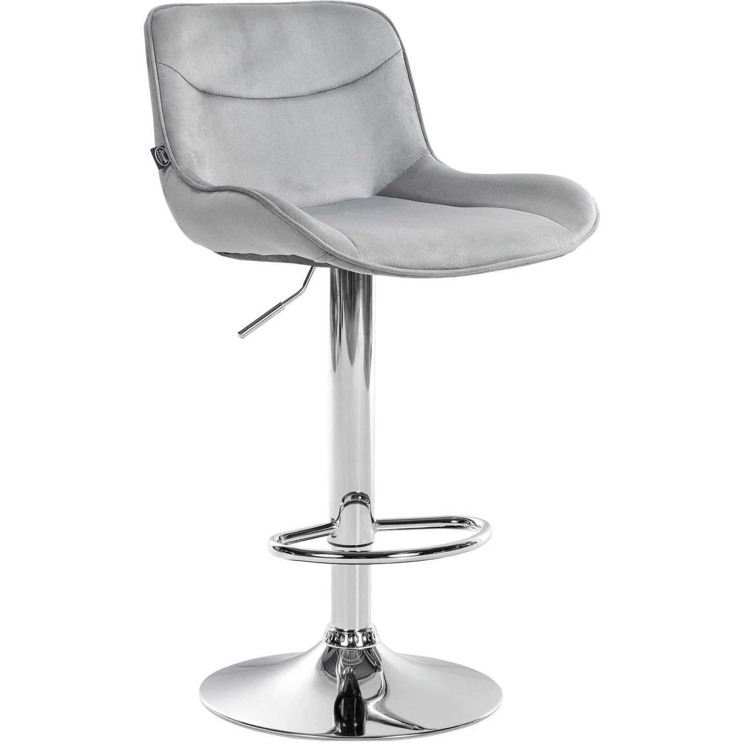 DELUKE Barhocker RAGAD Samt Grau 49x51x85cm Silber Barstuhl Höhenverstellbar Mit Lehne Drehbar Tresenhocker Tresenstuhl