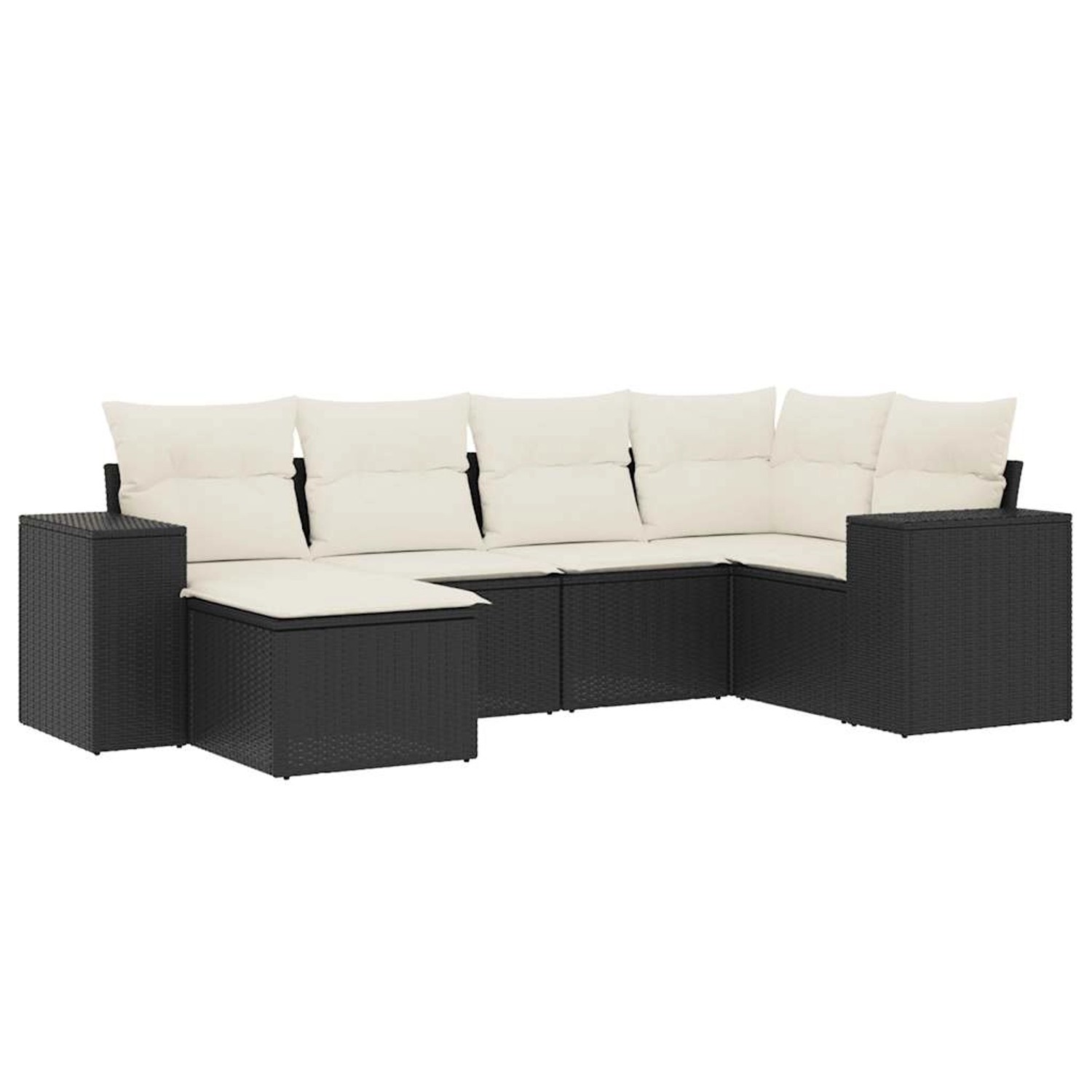 vidaXL 6-Tlg Garten-Sofagarnitur mit Kissen Schwarz Poly Rattan 3222855 günstig online kaufen