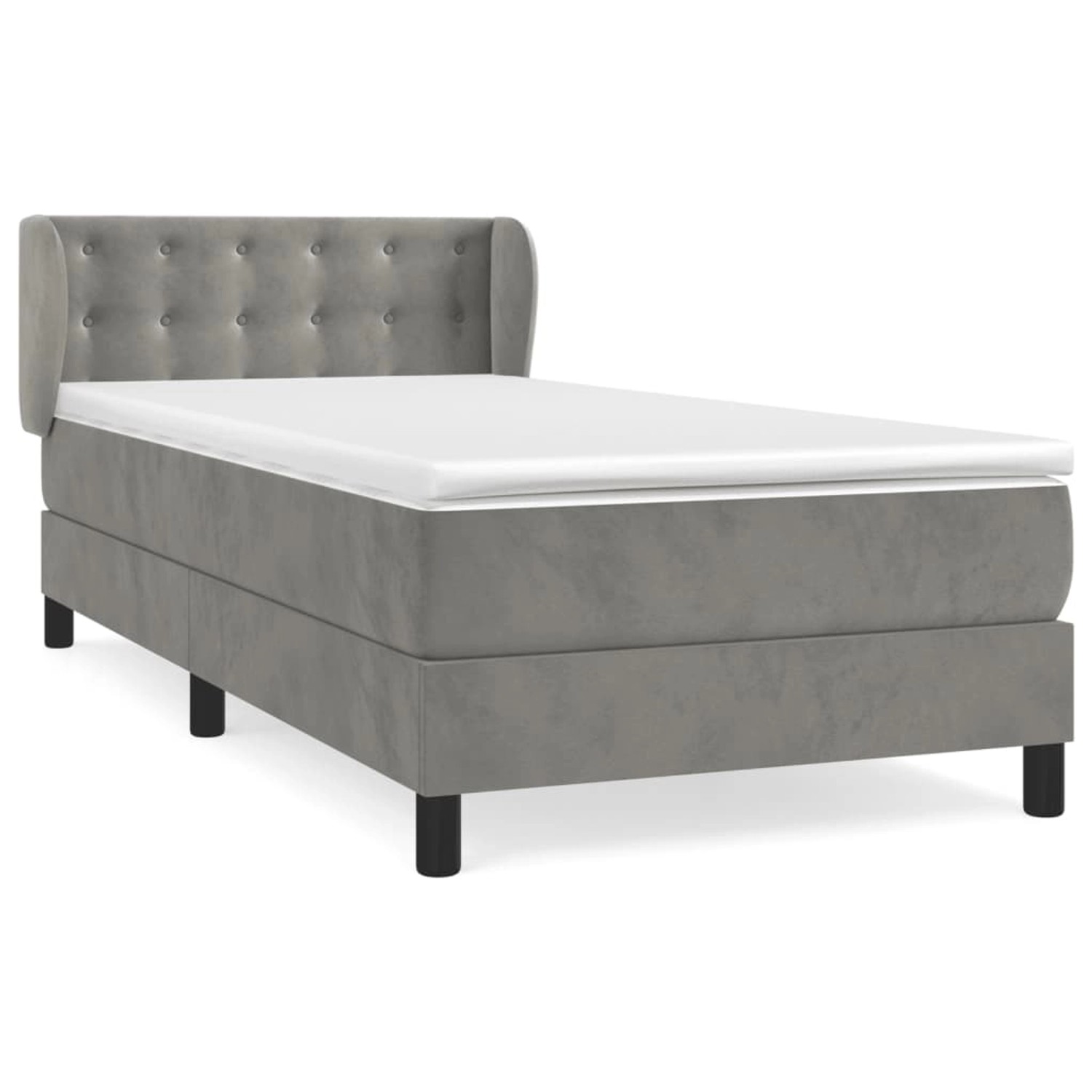 vidaXL Boxspringbett mit Matratze Hellgrau 80x200 cm Samt1537156