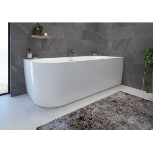 Calmwaters Vorwand-Badewanne 180x80 cm, Seamless Comfort Komplettset links, mit Schürze und vormontiert.