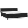 Schwarzes vidaXL Boxspringbett (160x200 cm) mit Samtbezug, Matratze und Kopfteil.