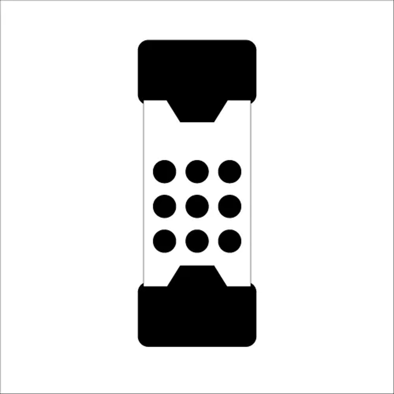 Schwarzes, rechteckiges Symbol mit 9 Kreisen auf weißem Grund; für Halder Schlegel Hämmer.