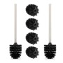 2 schwarze WC-Bürsten mit Edelstahlgriff und 4 Ersatzbürstenköpfen. Toilettenbürsten Set für Bad.
