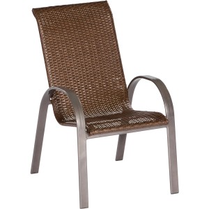 Merxx Stapelsessel Varese 2er-Set, brauner Gartenstuhl mit Aluminiumgestell und Kunststoffgeflecht.