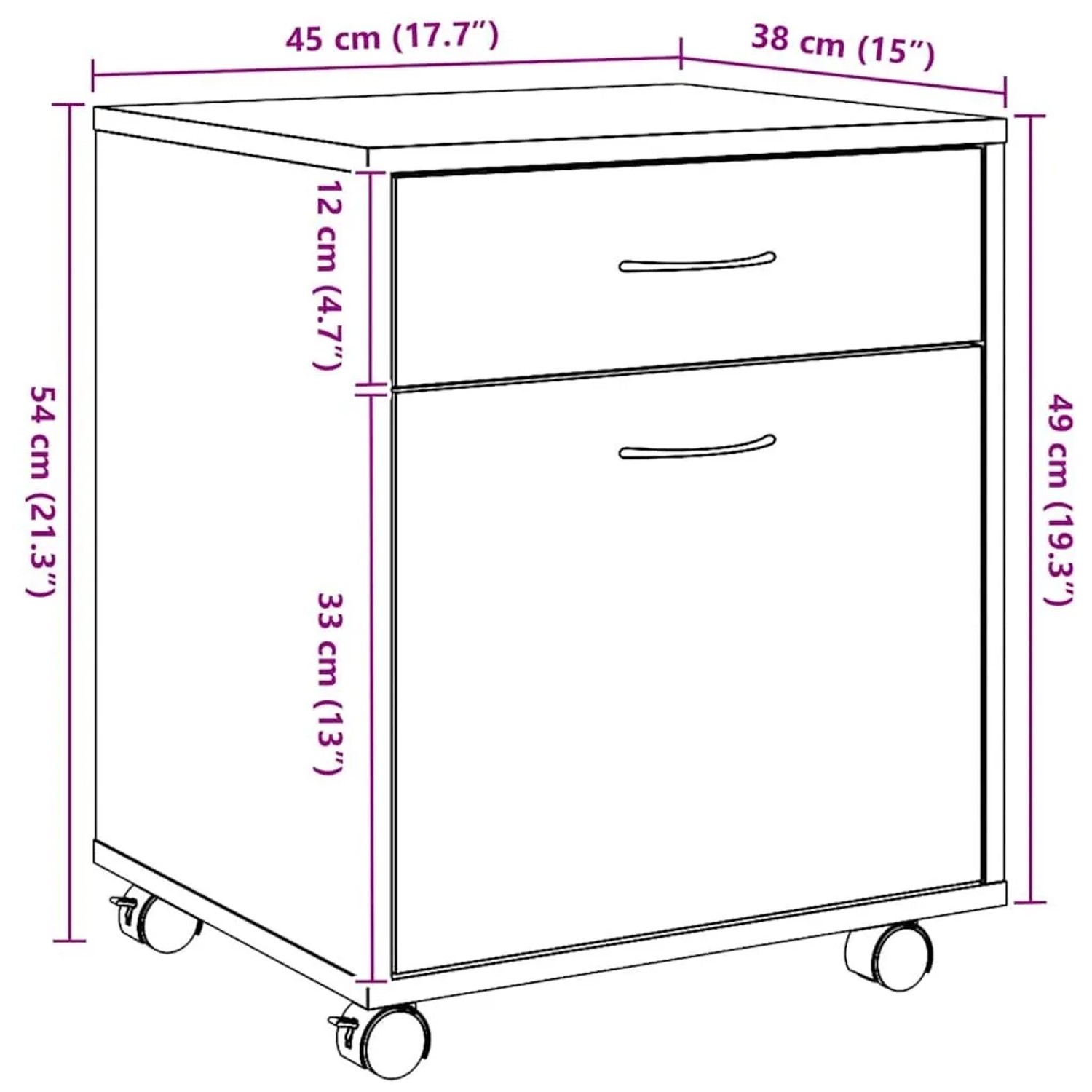 vidaXL Rollcontainer Artisan-Eiche 45x38x54 cm Holzwerkstoff 856655_11