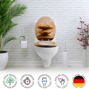 Sanfino WC-Sitz Balance mit Stein-Motiv und Absenkautomatik auf einer Toilette.
